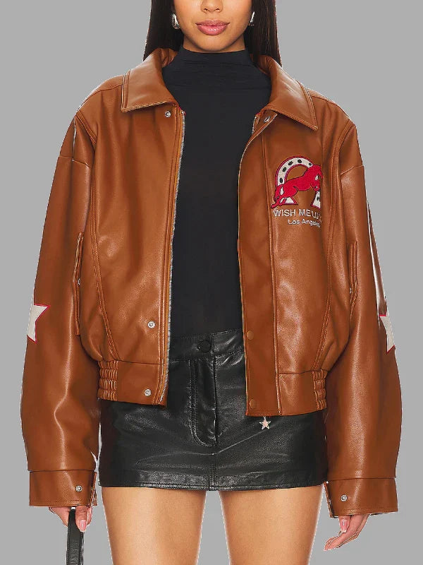 Wish Me Luck Brown Leather Jacket