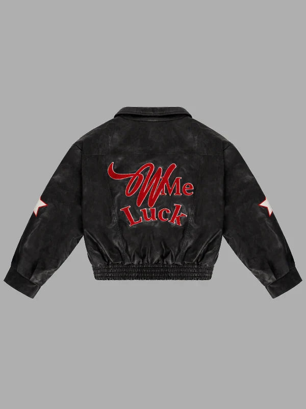 Wish Me Luck Unisex Black League Bomber Jacket