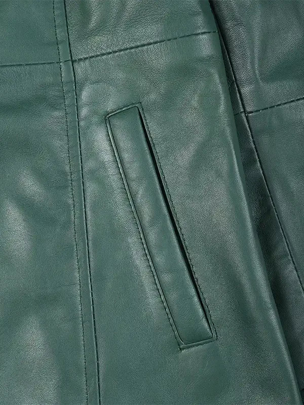 Women Ture Down Green Coat With 34 Length