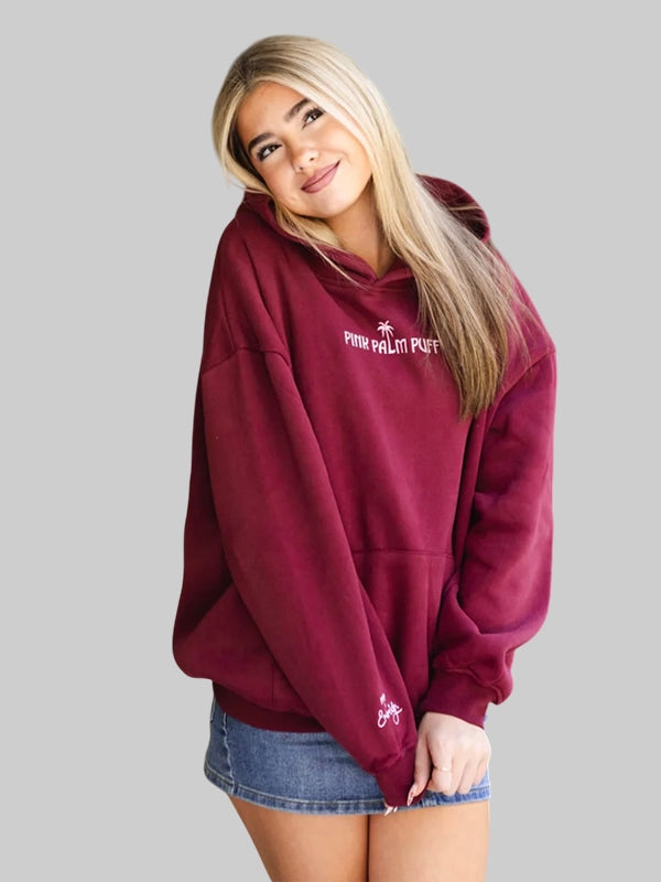 Womens Embreigh x Pink Palm Puff Live in the Moment Hoodie In Cherry