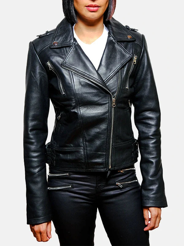 Womens Harley Black Leather Biker Jacket