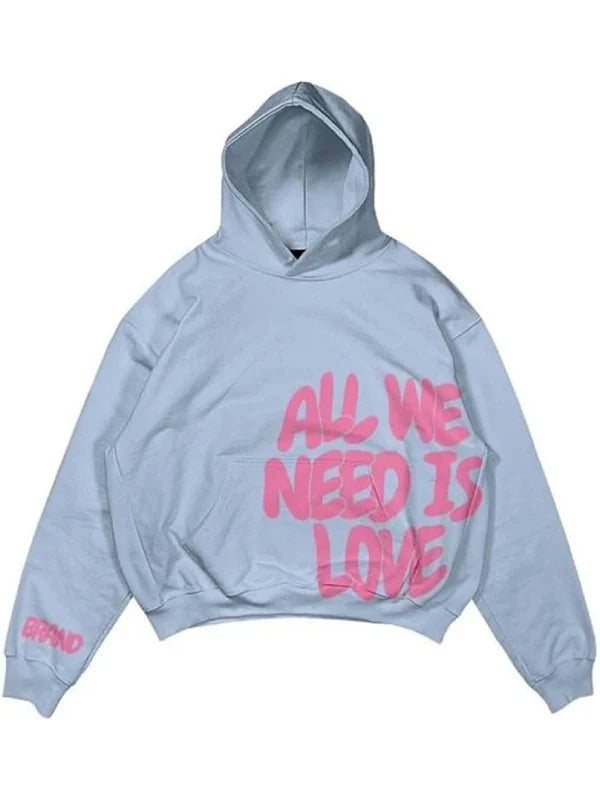 Y2k All We Need Is Money Hoodie Blue