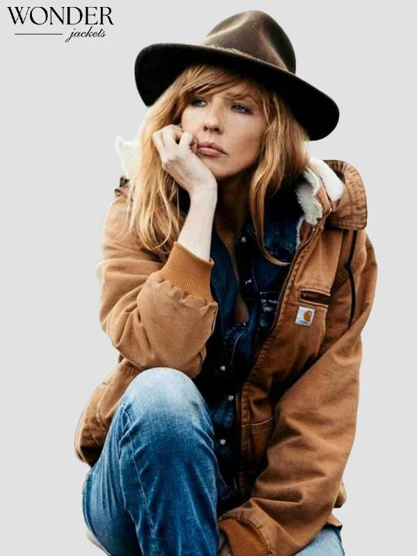 Beth Dutton Yellowstone Kelly Reilly Brown Bomber Jacket