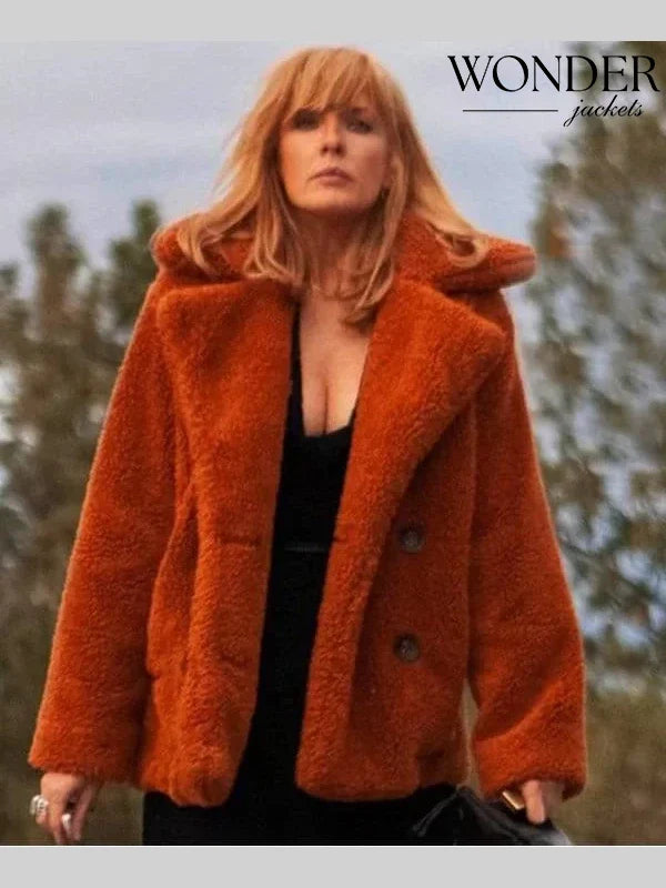 Yellowstone Beth Dutton Orange Shearling Coat