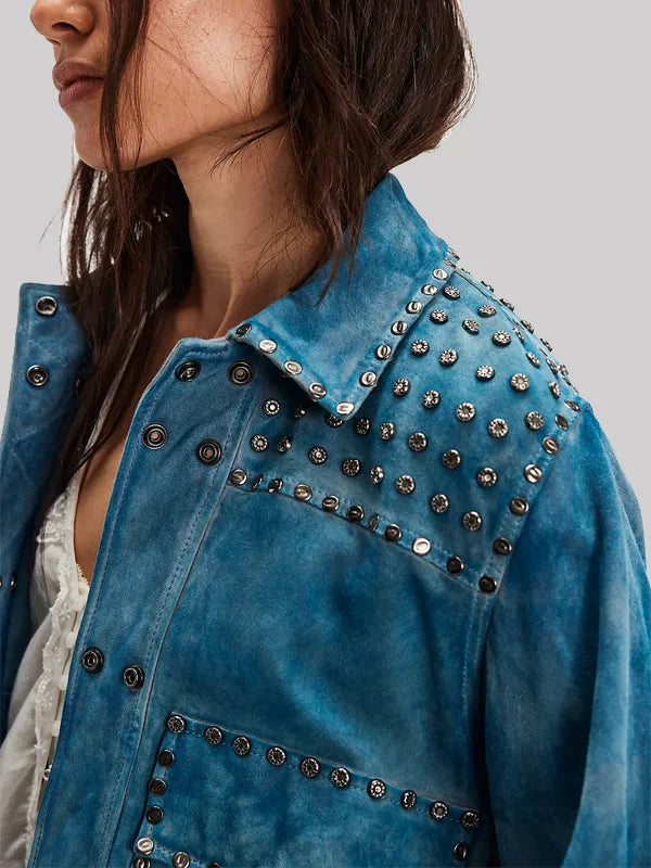 Yellowstone Kelsey Asbille We The Free Suzy Studded Suede Jacket