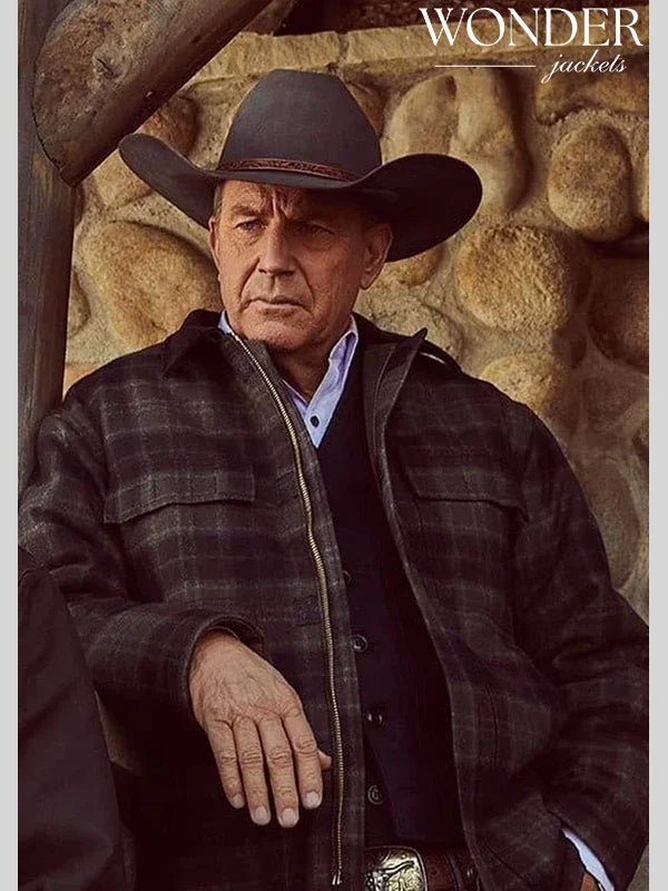 Yellowstone Kevin Costner Plaid Checked Jacket