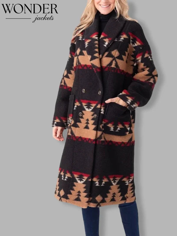 Yellowstone Season 5 Kelly Reilly Printed Black Coat