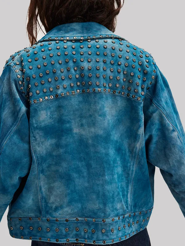 Yellowstone We The Free Kelsey Asbille Blue Studded Suede Jacket