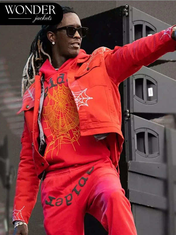 Young Thug Spider Jacket Red Men
