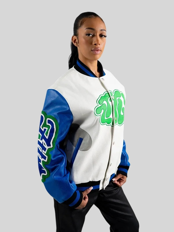 ZTTW Leather Varsity White Jacket