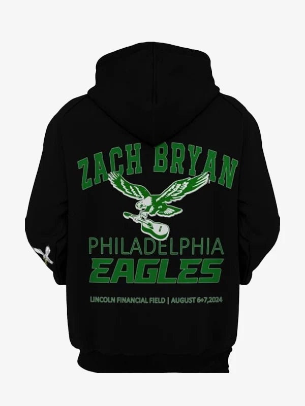 Zach Bryan Philadelphia Eagles Black Hoodie