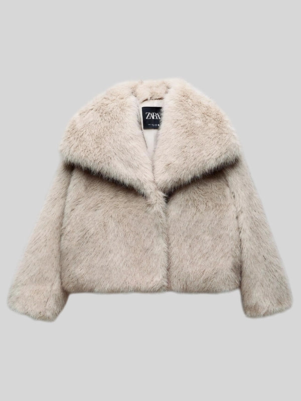 ジャケット・アウター S fur jacket short ONLY faux fur short jacket in stone | ASOS