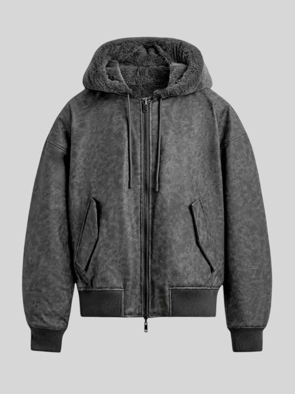 Zara REVERSIBLE FAUX LEATHER BOMBER JACKET