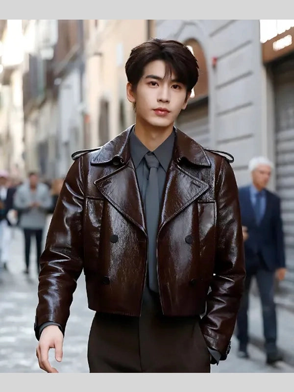 Zhang Linghe Gucci Cruise 2026 Brown Leather Jacket