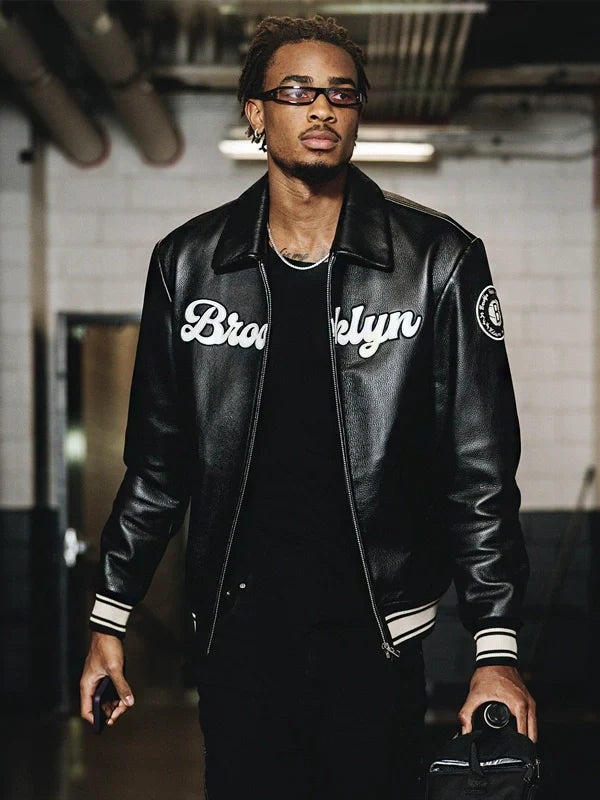 bǝrō x Kid Super Brooklyn Nets Leather Jacket Black