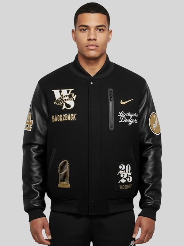 dodgers nike letterman jacket