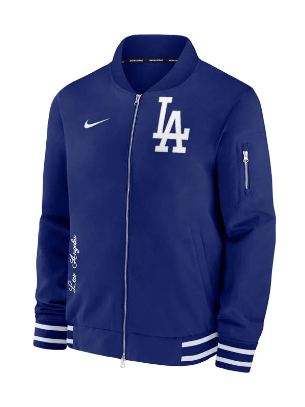 mens los angeles dodgers nike royal authentic collection full zip bomber jacket