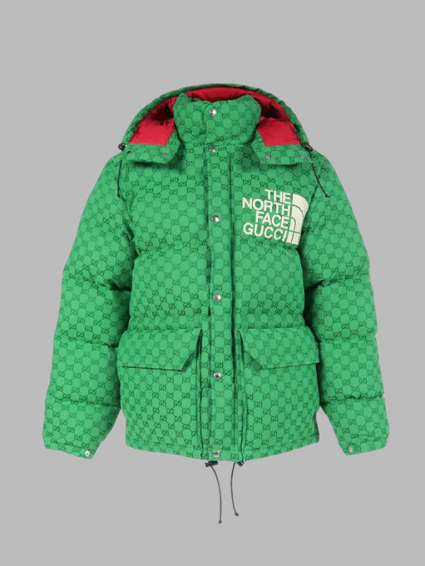 north face x gucci puffer jacket green