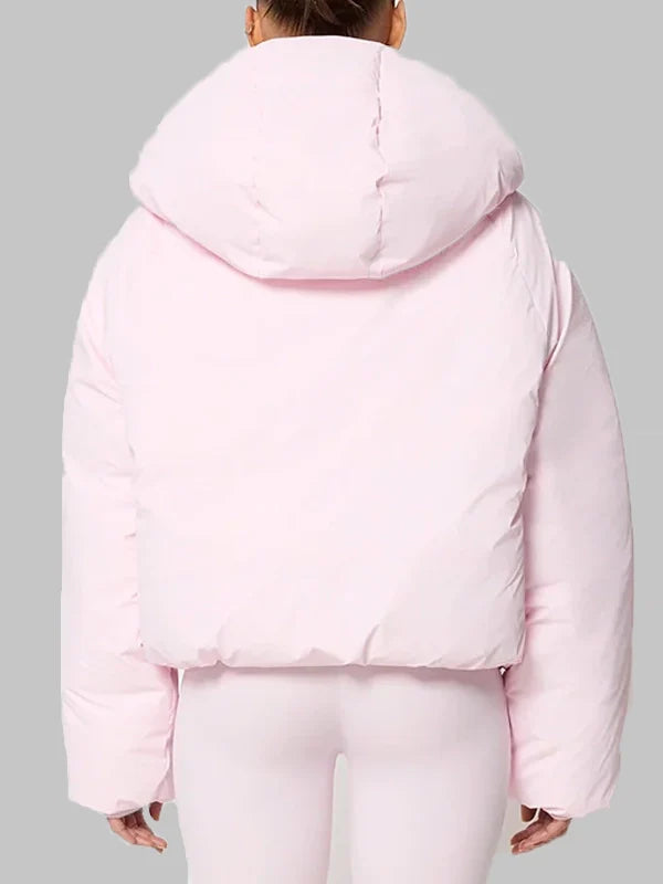 pink puffer jacket khy  
