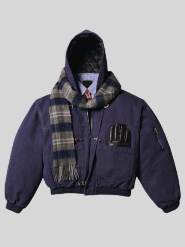 shige 15oz canvas clasp bomber jacket blue