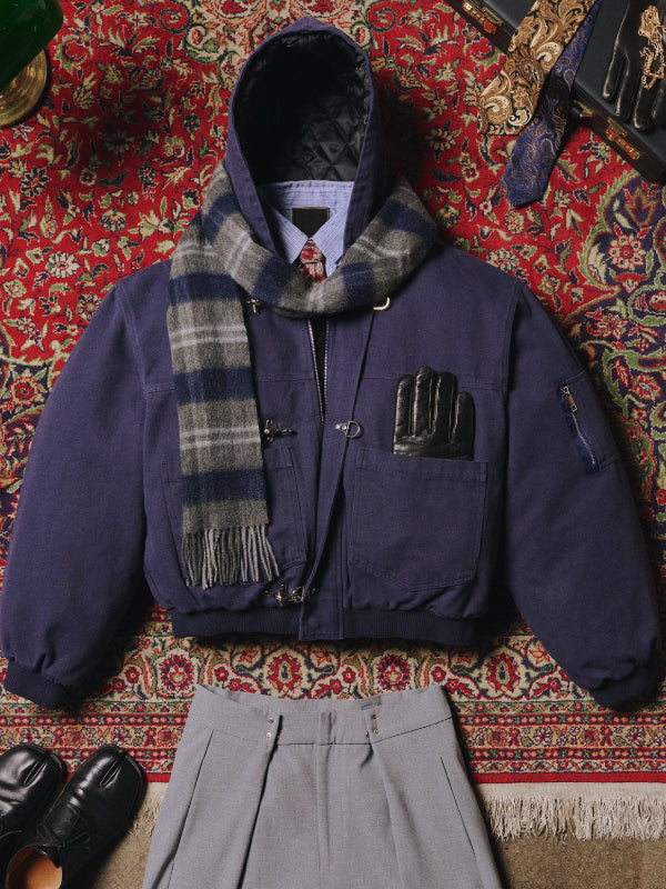 shinzo canvas clasp bomber jacket Blue