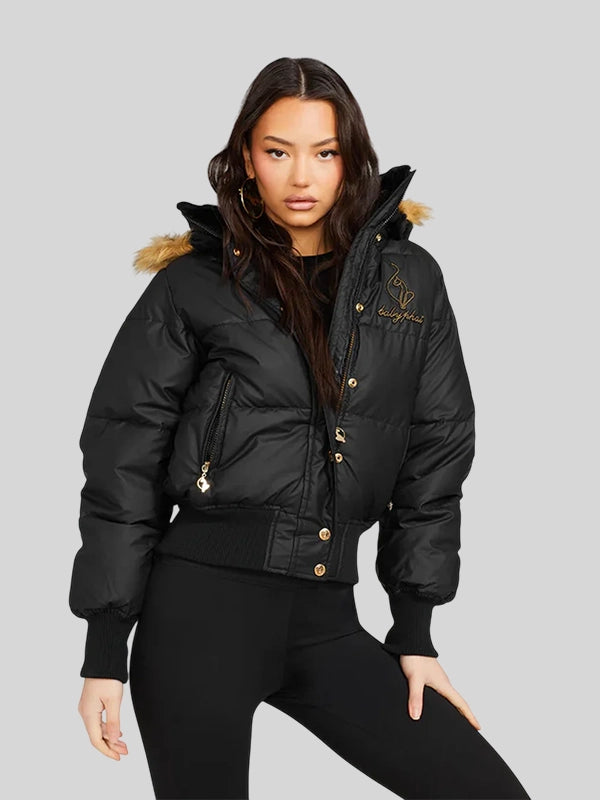 womens baby phat puffer jacket Black
